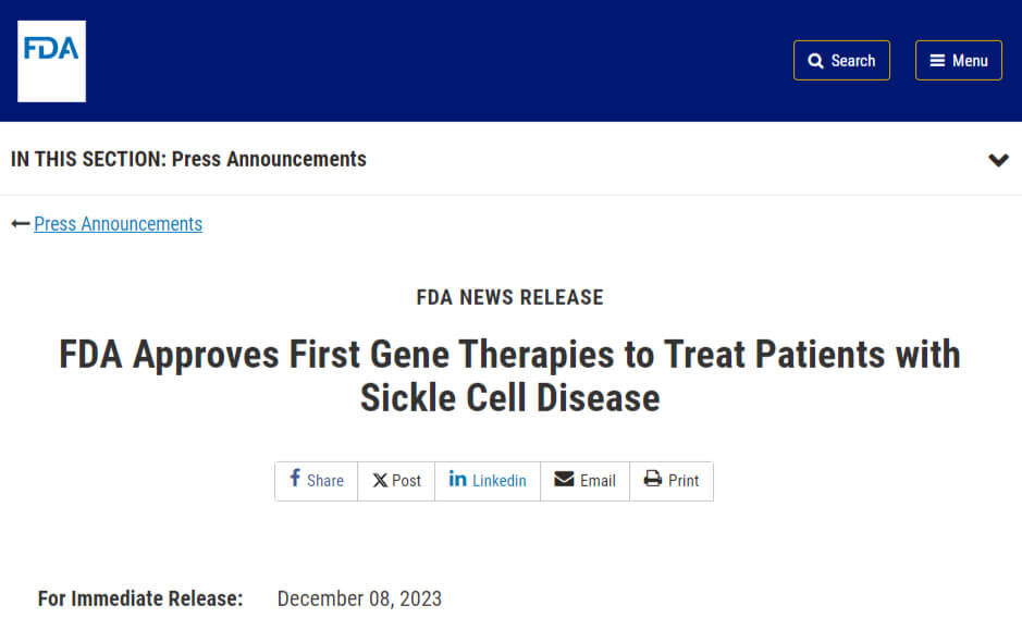 2023年12月8日，美国FDA核准了两款拥有里程碑意思的疗法——Casgevy和Lyfgenia.jpg